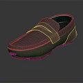 Elegant Purple Leather Loafers With Sleek Surface And Brown Reflective Sole