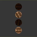 Wooden Barrels As Household Items With Different Sizes And Natural Wooden Texture