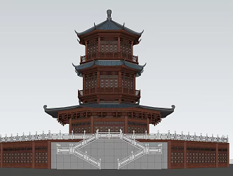 Chinese Tower Octagonal Pavilion 3d model