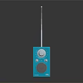 Classic Blue Portable Radio with Telescopic Antenna Control Knobs and Speaker 3d model