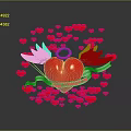 Valentine Heart With Wings Ribbon And Happy Valentine's Day Text Surrounded By Small Red Hearts