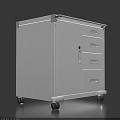 Metal Display Shelf with Locked Cabinet Door Four Drawers and Wheels