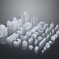 White Architectural Model Equipment Featuring Various Shapes Domes Towers And Design Elements 3d model