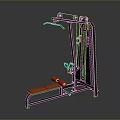 Multi Functional Home Gym Equipment With Orange Padded Bench And Black Metal Frame