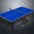 Portable Blue Top Table Tennis Table With Black Frame Net And Wheels