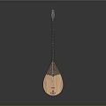 Handmade Wooden Lute Style String Instrument With Detailed Carved Design For Daily Life