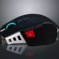 Sleek Black Gaming Mouse With Blue LED Light And Red Function Button Design 3d model