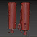 Red Free Vacuum Service Household Appliances With Labels And Power Cords