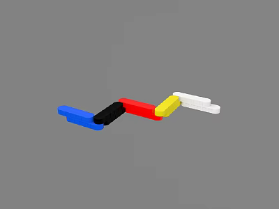 Road Facilities Model Constructed with Building Blocks in Blue Black Red Yellow White Colors 3d model
