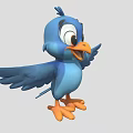 Cute Blue Bird Doll With Spread Wings Big Eyes And Orange Beak Feet