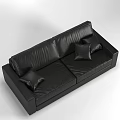 Black Leather Two Seater Sofa With Soft Cushions And Modern Design 3d model