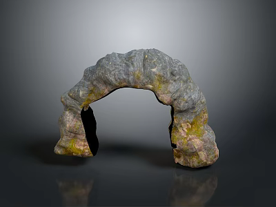 Stone Arch Structure With Rough Texture And Natural Gray Yellow Green Hues On Gradient Background 3d model