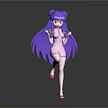 Anime Style Character Figure with Long Purple Hair and Pink Outfit Standing Pose