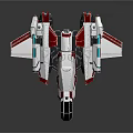 Futuristic White And Red Aerospace Spaceship With Wings And Glowing Thrusters