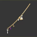 Gold Chain Necklace With Colorful Gemstones And Flower Pendant Fashionable Accessory