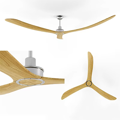Modern Air Conditioner Fan With Wooden Blades And Metal Structure Design 3d model
