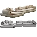 Modern Fabric Sectional Sofa Set With Modular Design Decorative Cushions And Throw Blanket 3d model