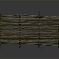 Handmade Rustic Wicker Fence With Natural Wooden Sticks And Woven Design