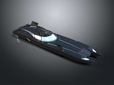 Sleek Black Futuristic Water Vehicle Featuring Streamlined Design And Transparent Cockpit 3d model
