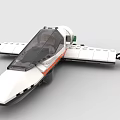 Detailed White Building Blocks Airplane Model with Orange Stripe Transparent Cockpit and Wings