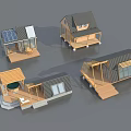 Diverse Guesthouse Architecture Designs With Wooden Terraces And Unique Roof Structures