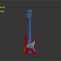 Red Electric Bass Guitar With Classic Body Design And Chrome Tuning Pegs