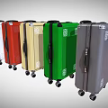 Multi Colored Suitcases With Wheels Lined Up In Row For Travel 3d model