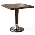 Modern Side Table With Square Wooden Top Brown Legs And Silver Metal Base