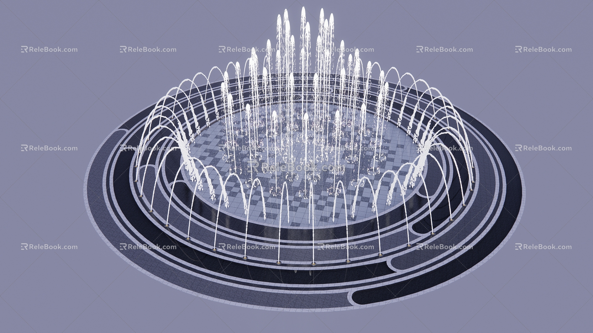 Modern Fountain Waterscape Dryland Sprout Square Waterscape 3d model