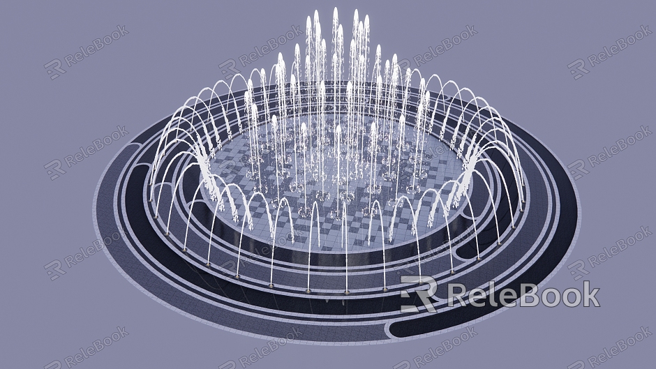 Modern Fountain Waterscape Dryland Sprout Square Waterscape model