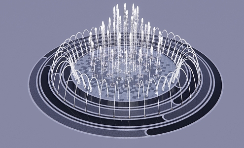 Modern Fountain Waterscape Dryland Sprout Square Waterscape 3d model