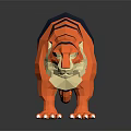 Low Poly Tiger 3D Model Featuring Orange Black Stripes White Paws And Reflective Surface 3d model