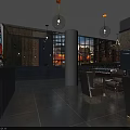 Stylish Bar Interior With Bar Counter Stools Drums Wine Racks And Hanging Lights