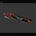 Red And Black Ornate Weapon With Golden Wing Accents And Serrated Blade