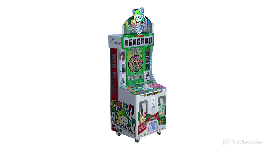 Fun Colorful Indoor Amusement Arcade Game Machine With Spinning Wheel And Coin Slot Design 3d model 