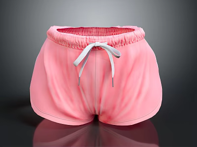 Pink Casual Shorts With White Drawstring Elastic Waist For Comfortable Summer Wear 3d model