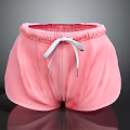 Pink Casual Shorts With White Drawstring Elastic Waist For Comfortable Summer Wear