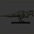 Realistic Green T Rex Dinosaur Model On Stone Base 3d model