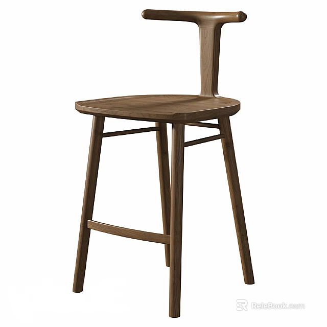 Wooden Leisure Chair With Simple Modern Design Round Seat And Sturdy Supportive Legs For Relaxation 3d model 