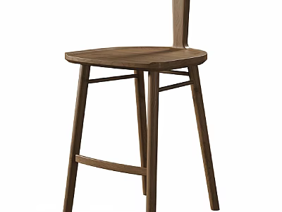 Wooden Leisure Chair With Simple Modern Design Round Seat And Sturdy Supportive Legs For Relaxation 3d model