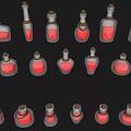 Decorative Ornament Set with Red Glass Bottles and Wooden Stoppers for Home