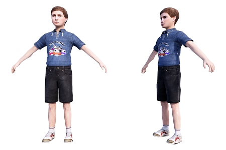 Modern Boys Blue Clothes Shorts 3d model