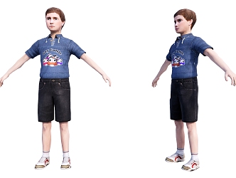 Modern Boys Blue Clothes Shorts 3d model