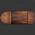 Wooden Boat With Wooden Hull Red Bottom Deck Railing And Round Windows Design