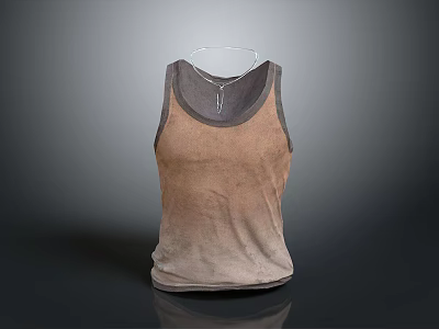 Simple Casual Sleeveless Tank Top In Brown Gray Cotton Fabric Design 3d model