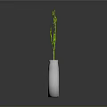 White Vase With Circular Hole Holding Green Branches In Simple Decor