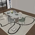 Dining table and chair combination 3d model