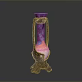 Decorative Vase With Golden Base Blue Rim And Purple Pink Gradient Design