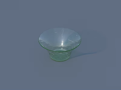 Transparent Green Glass Bowl for Daily Household Use with Textured Design 3d model