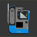 Blue And Gray Electronic Device With Digital Screen And Control Panel